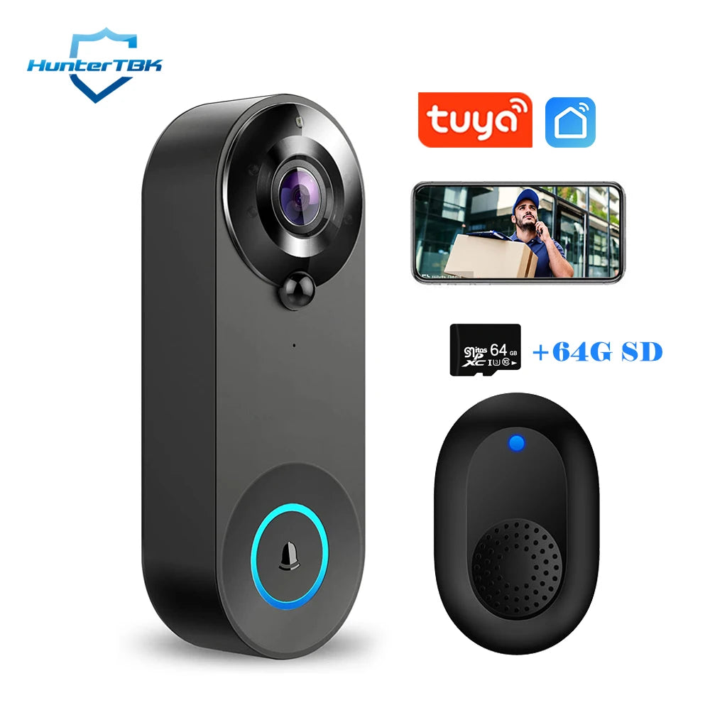 1080P WiFi Video Doorbell – Smart Tuya Home Security Camera