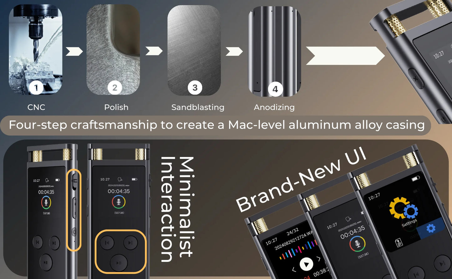 AI Voice Recorder 64GB – Smart Transcription, Translation & Mind Mapping Dictaphone