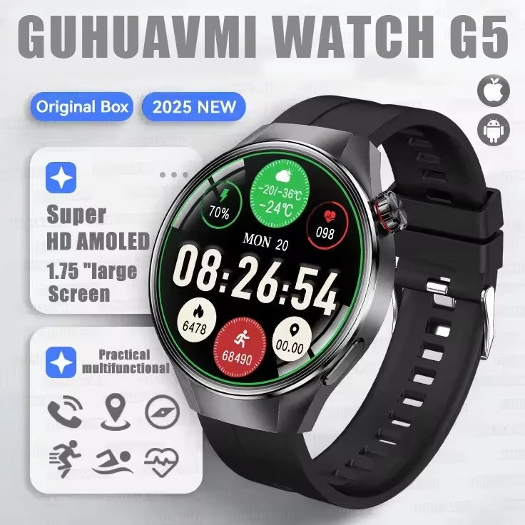 2025 G5 Plus Smart Watch – 1.75" AMOLED GPS Fitness Watch
