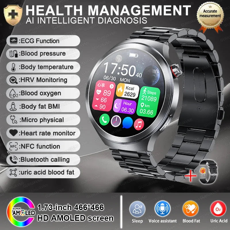 2025 Health Tracker Smart Watch – ECG, PPG & Body Analysis