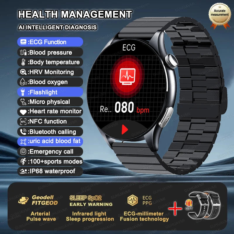 2025 ECG+PPG Health Smart Watch – NFC Fitness Tracker for Men & Women