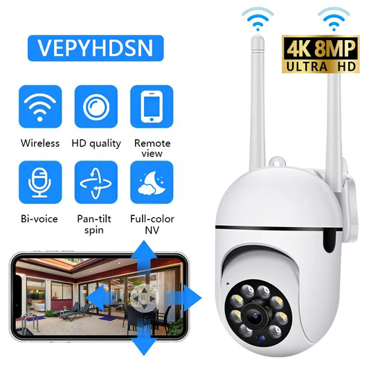 8MP WiFi PTZ Security Camera – 4X Zoom & Two-Way Audio