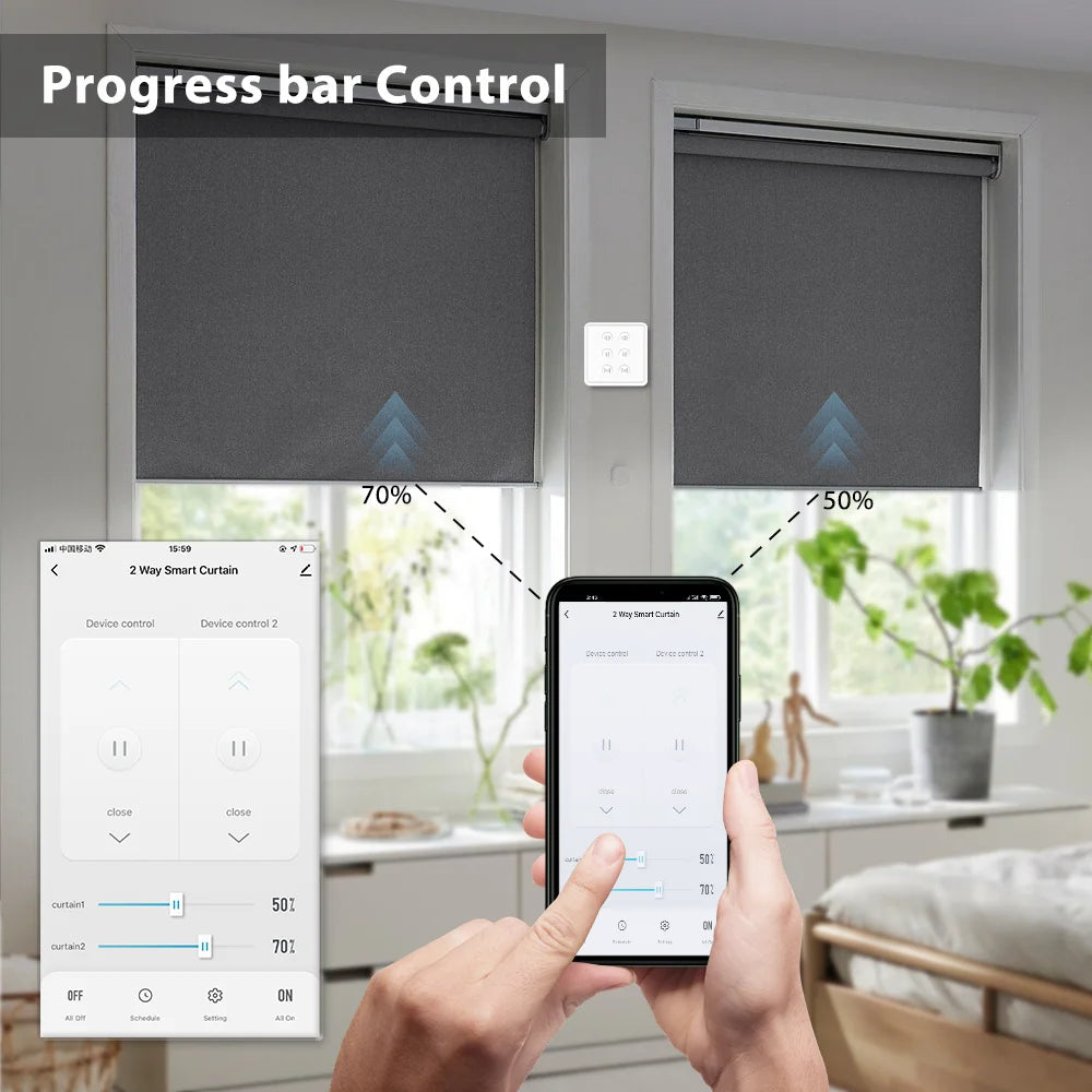 Tuya WiFi Double Curtain Blind Switch – Smart Roller Shutter Controller