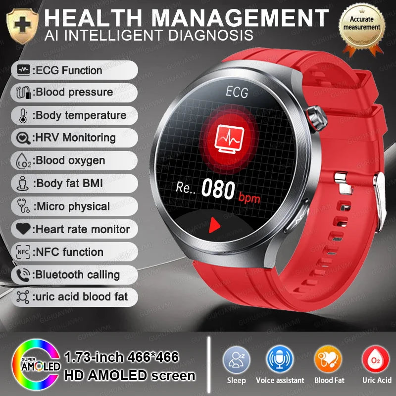 2025 Health Tracker Smart Watch – ECG, PPG & Body Analysis
