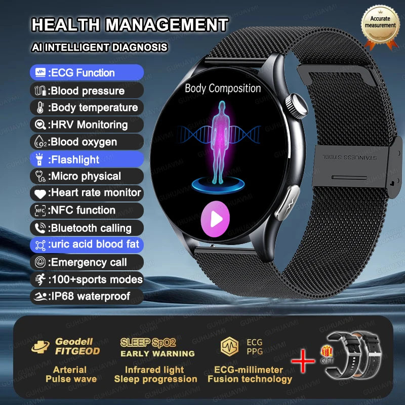 2025 ECG+PPG Health Smart Watch – NFC Fitness Tracker for Men & Women