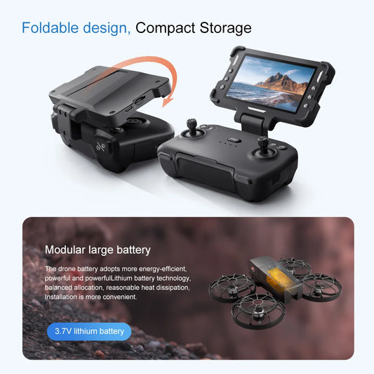 M8 Foldable Brushless Drone – HD Camera with Screen Remote