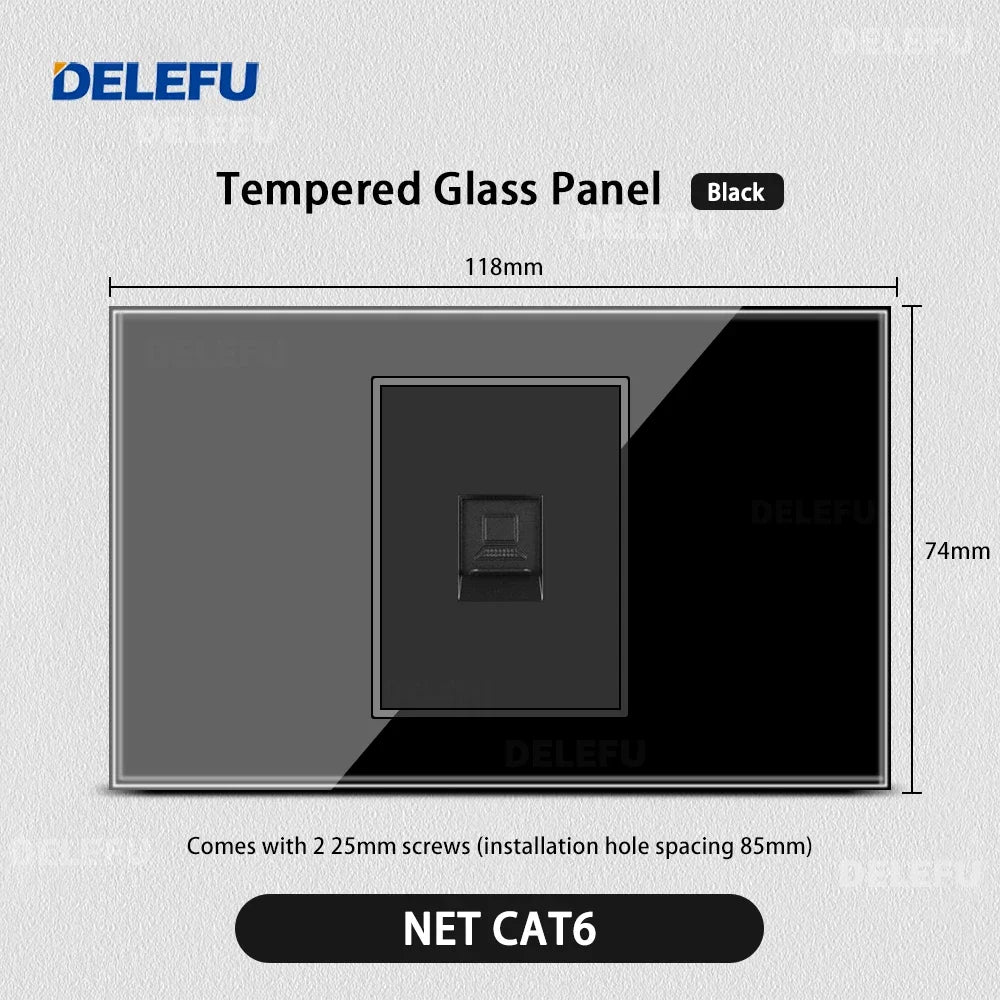 Black Tempered Glass USB-C Wall Socket – Tuya WiFi Smart Switch