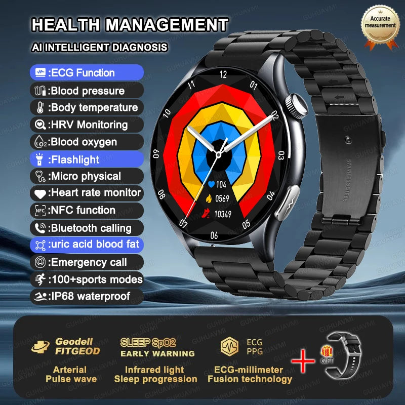 2025 ECG+PPG Health Smart Watch – NFC Fitness Tracker for Men & Women