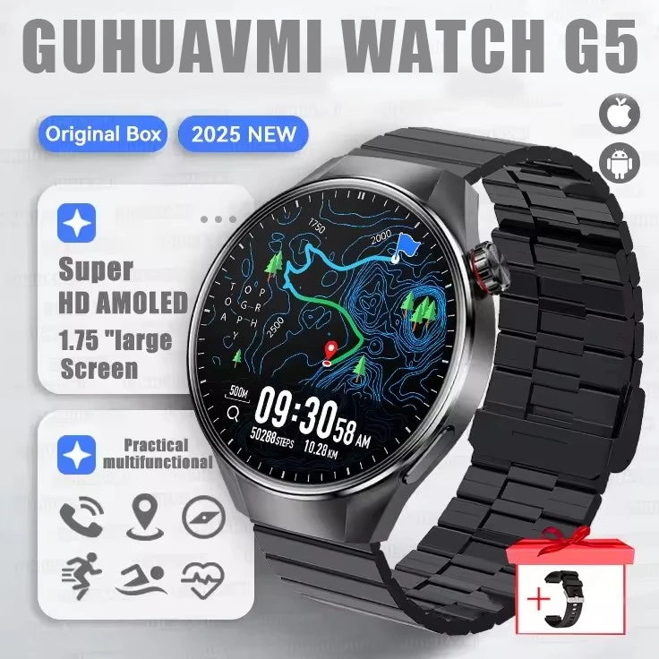 2025 G5 Plus Smart Watch – 1.75" AMOLED GPS Fitness Watch