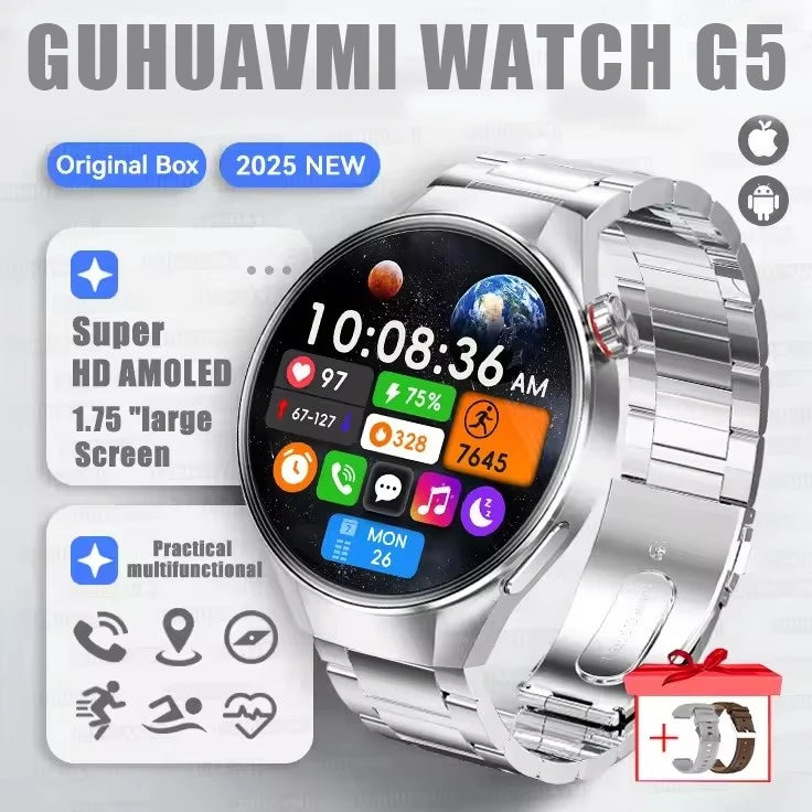 2025 G5 Plus Smart Watch – 1.75" AMOLED GPS Fitness Watch