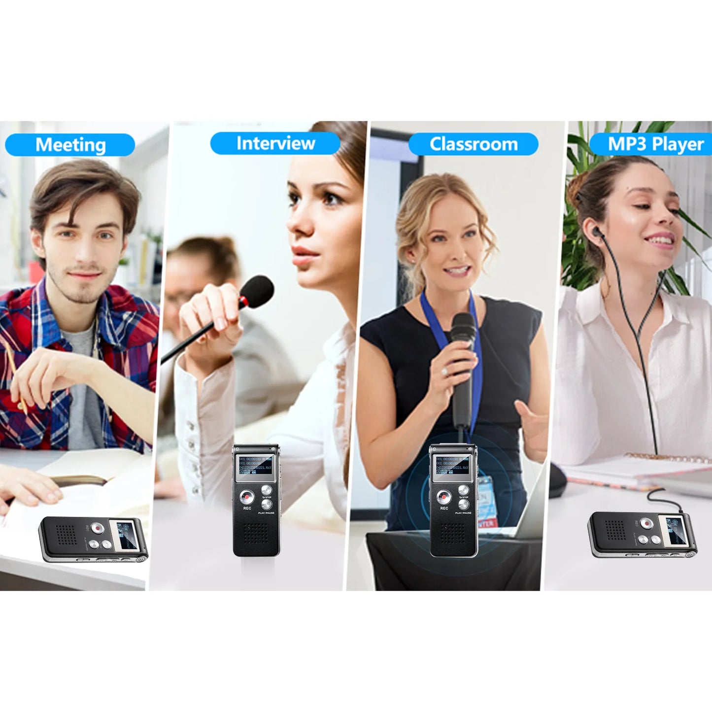 Mini Digital Voice Recorder – Voice Activated Audio Recorder with MP3 & USB