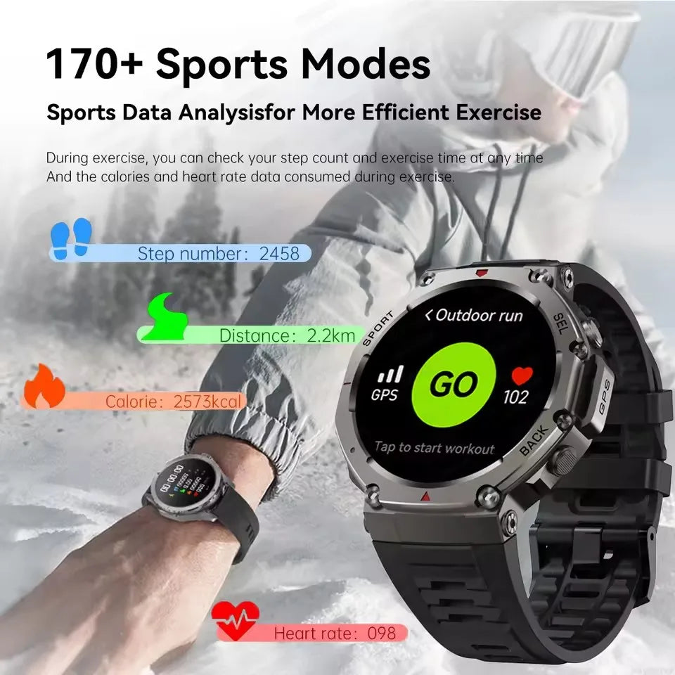 2025 Military Smart Watch – GPS, Compass & Bluetooth Call