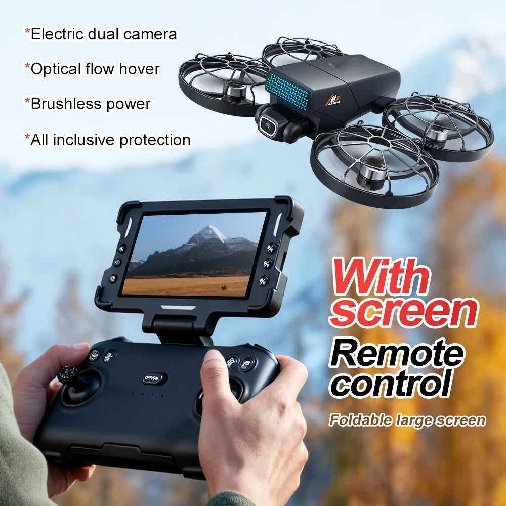 M8 Foldable Brushless Drone – HD Camera with Screen Remote