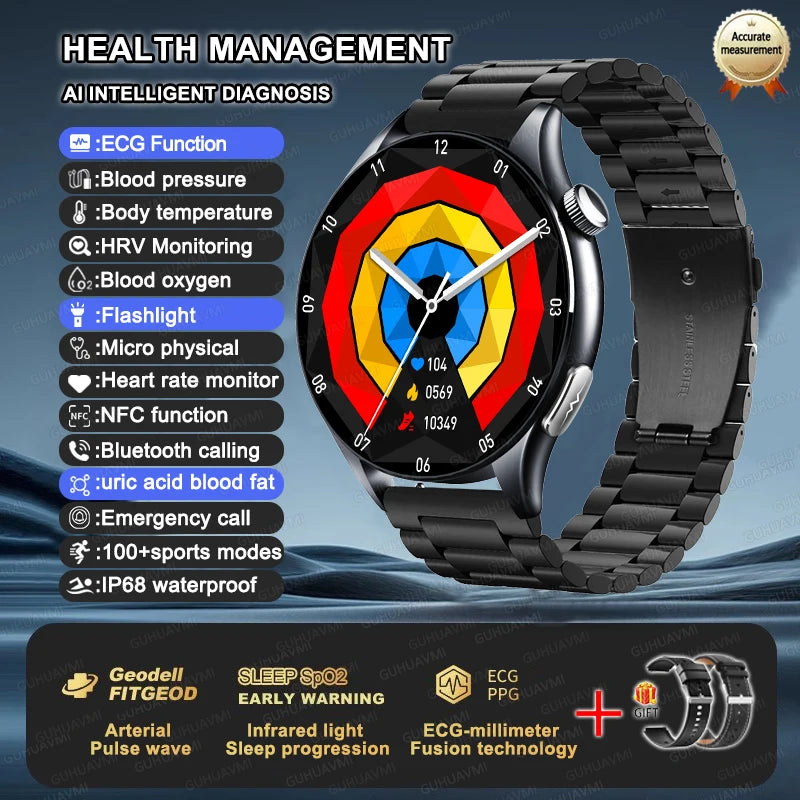 2025 ECG+PPG Health Smart Watch – NFC Fitness Tracker for Men & Women