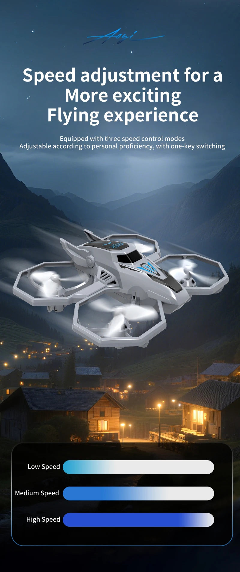 JHD JJRC H118 Pro Drone with LED Lights & Multi-Speed Control