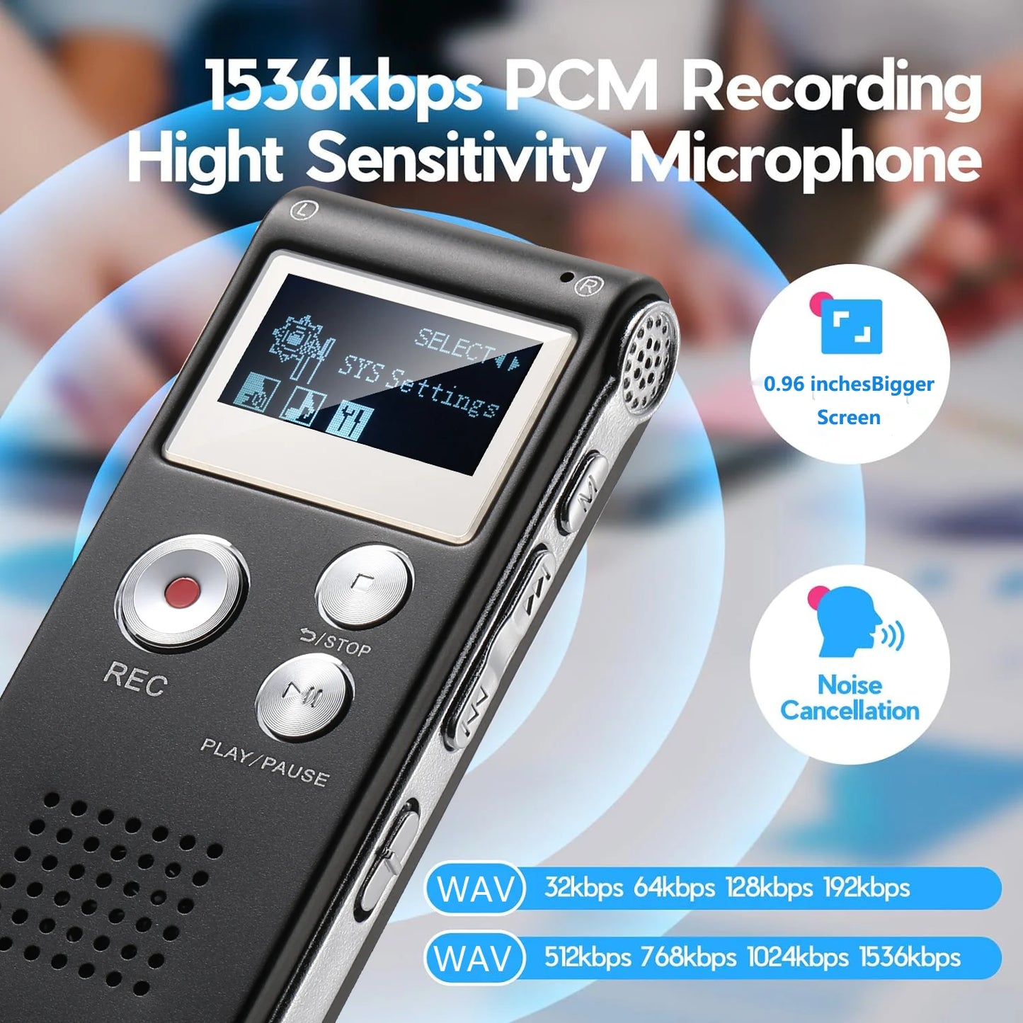 Mini Digital Voice Recorder – Voice Activated Audio Recorder with MP3 & USB