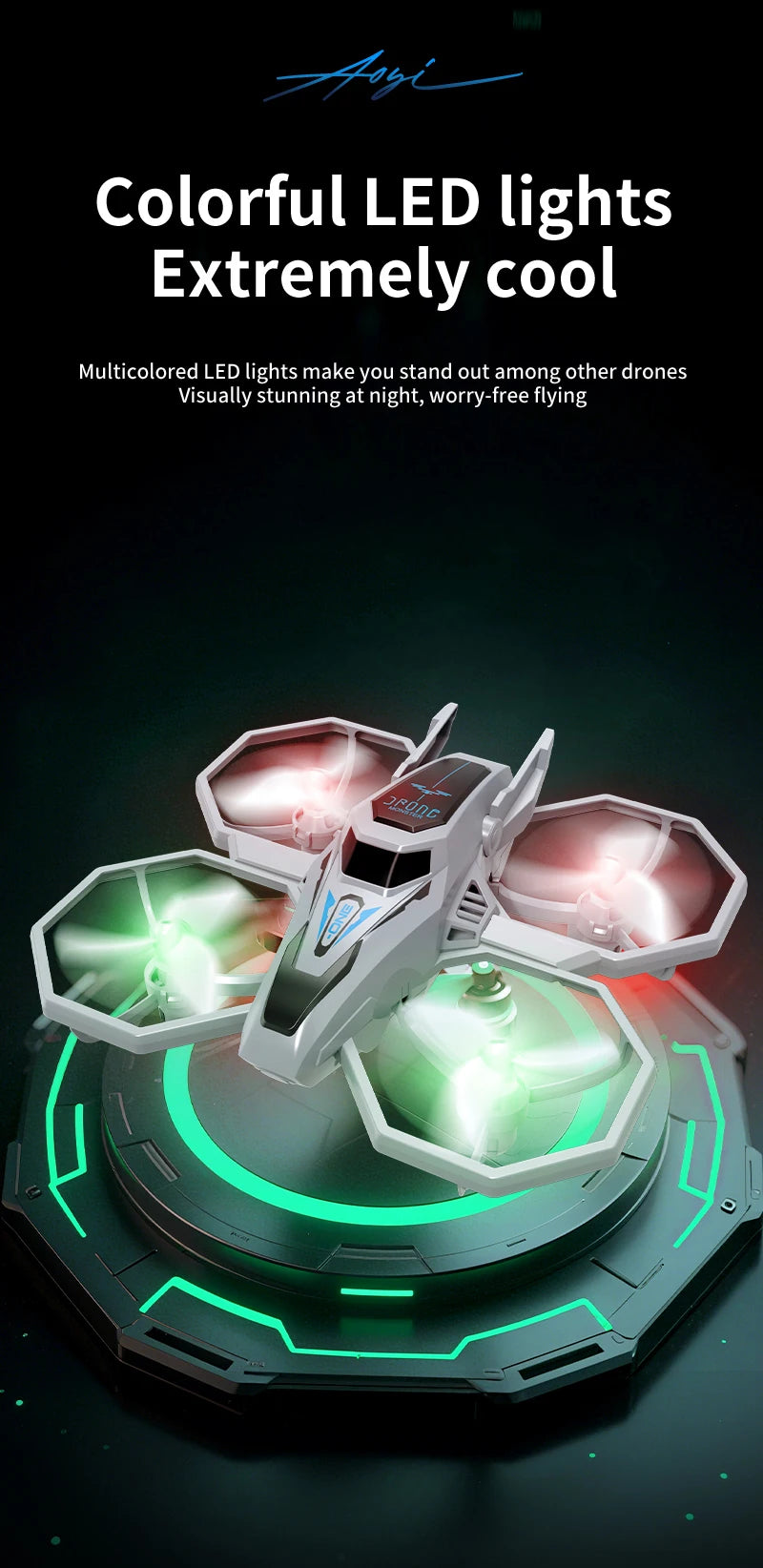 JHD JJRC H118 Pro Drone with LED Lights & Multi-Speed Control