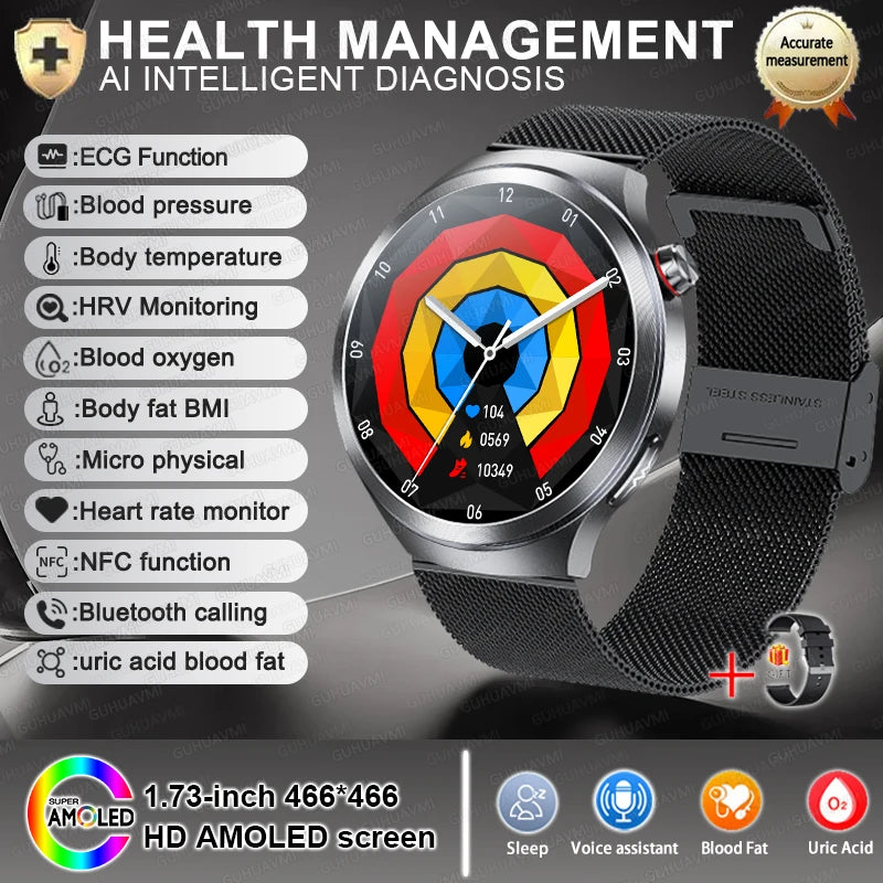 2025 Health Tracker Smart Watch – ECG, PPG & Body Analysis