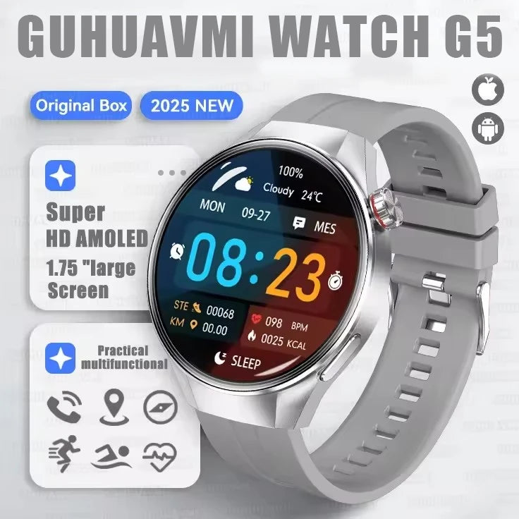 2025 G5 Plus Smart Watch – 1.75" AMOLED GPS Fitness Watch
