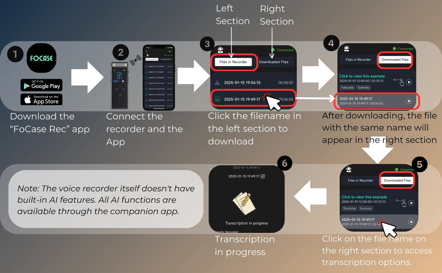 AI Voice Recorder 64GB – Smart Transcription, Translation & Mind Mapping Dictaphone