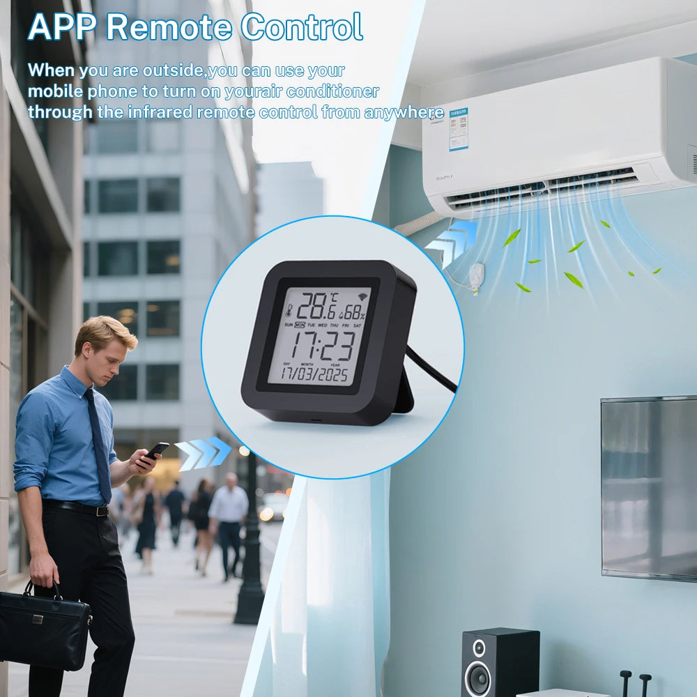 Tuya WiFi IR Remote – Smart Home Controller with Temp & Humidity Sensor