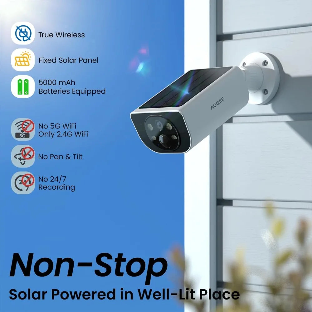 2K Wireless Outdoor Security Camera – AI Motion & Solar Powered