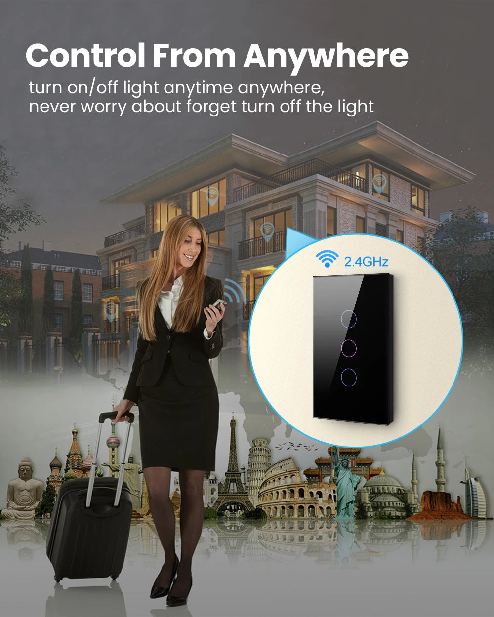 Tuya WiFi/Zigbee Smart Light Switch – Touch Wall Controller