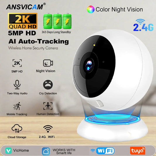 5MP 2K Wireless Security Camera – WiFi AI Night Vision