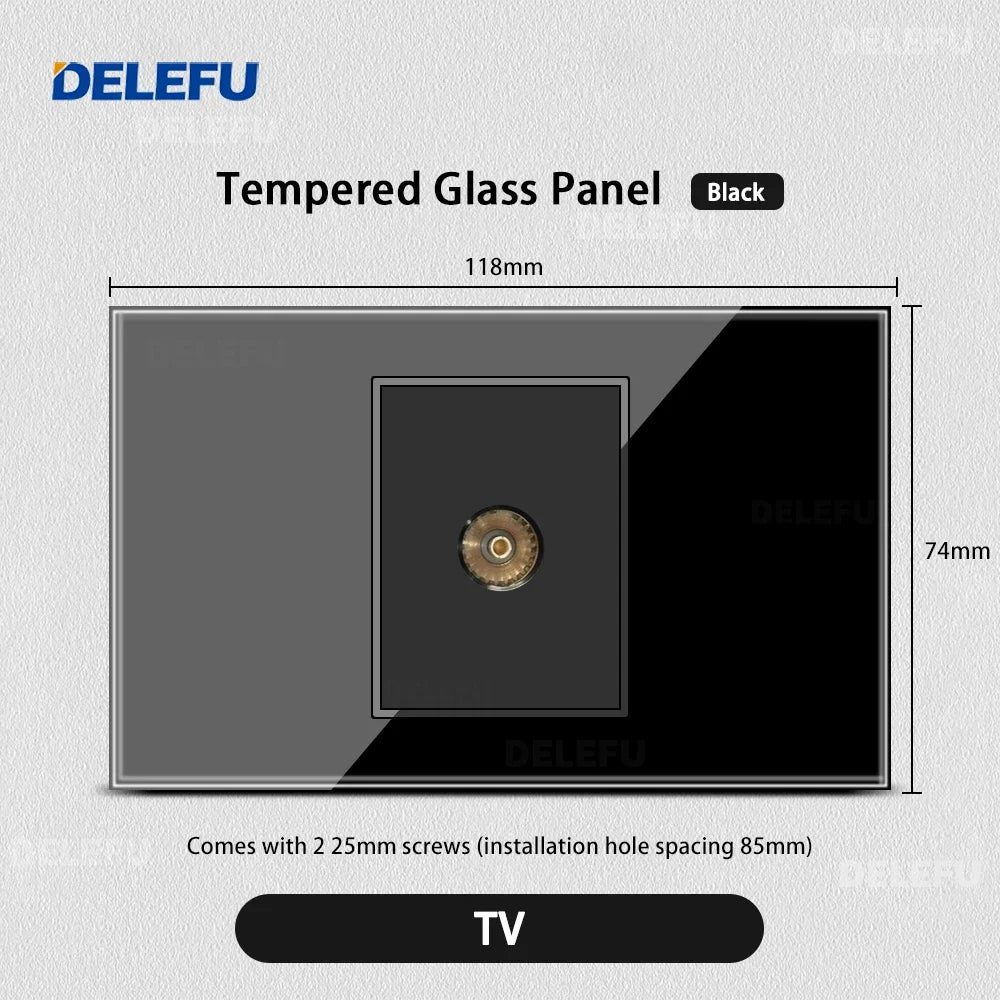 Black Tempered Glass USB-C Wall Socket – Tuya WiFi Smart Switch