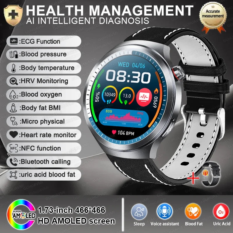 2025 Health Tracker Smart Watch – ECG, PPG & Body Analysis