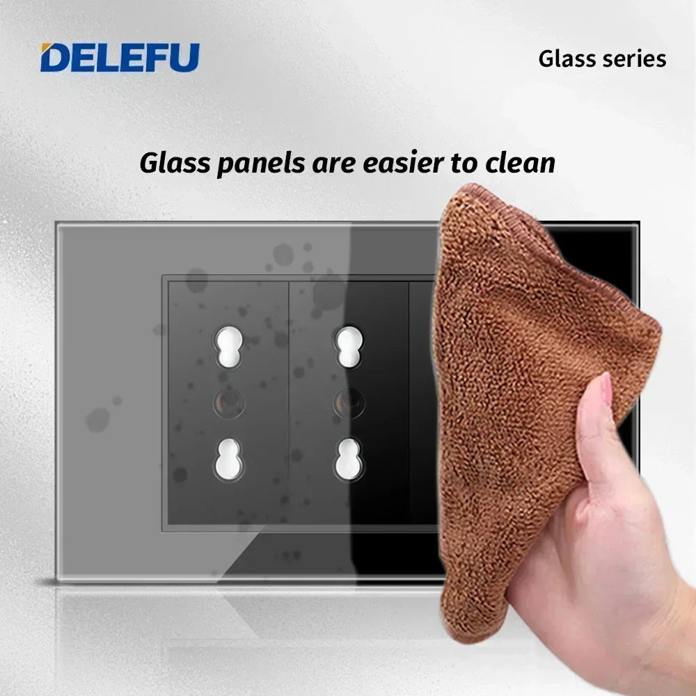 Black Tempered Glass USB-C Wall Socket – Tuya WiFi Smart Switch