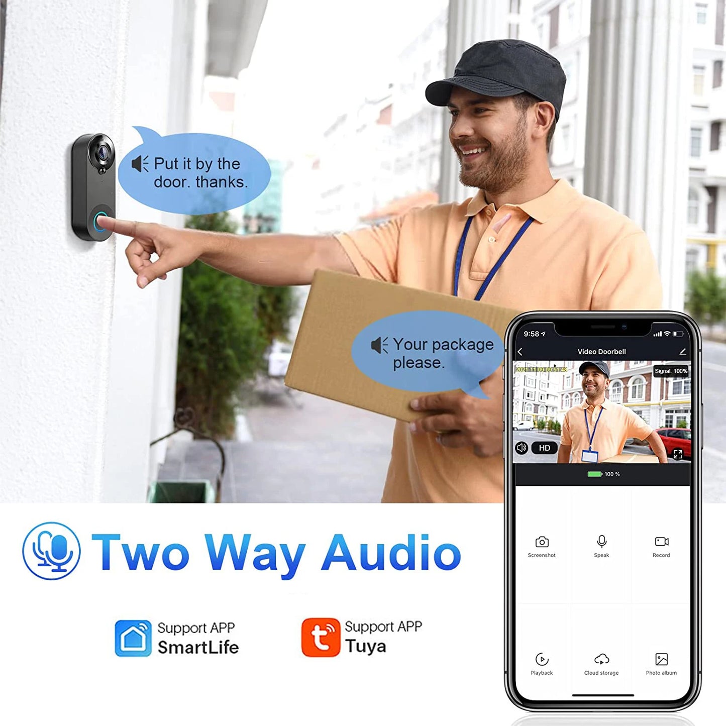 1080P WiFi Video Doorbell – Smart Tuya Home Security Camera