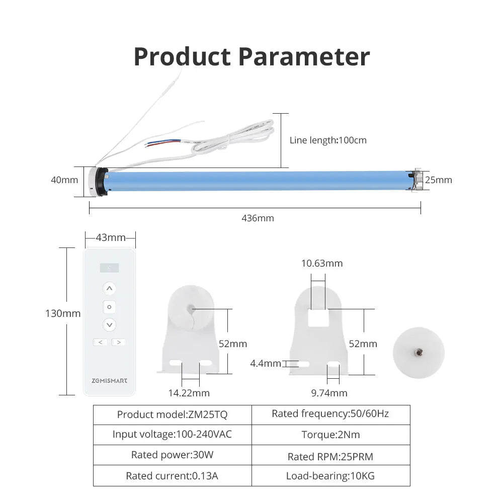 ZigBee Smart Roller Shade Motor – 38mm Tube, Tuya App Compatible