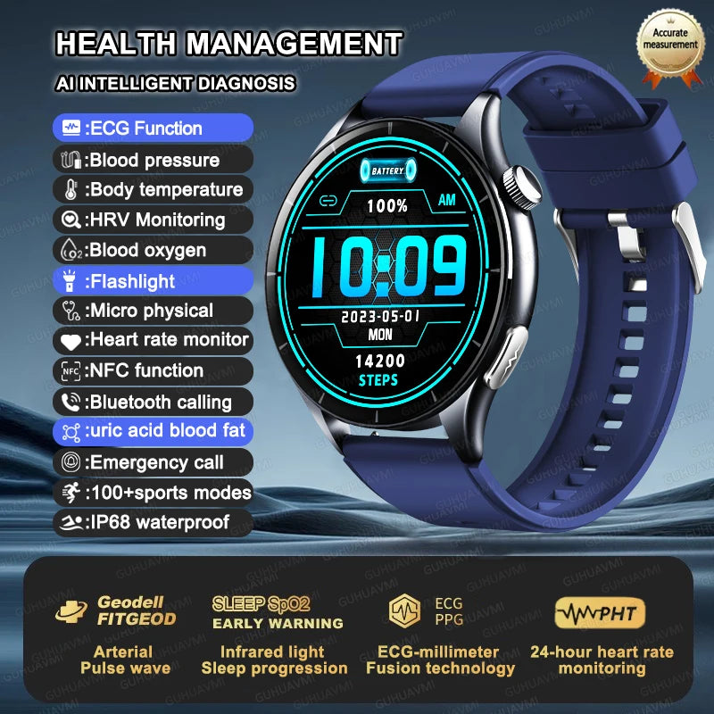 2025 ECG+PPG Health Smart Watch – NFC Fitness Tracker for Men & Women
