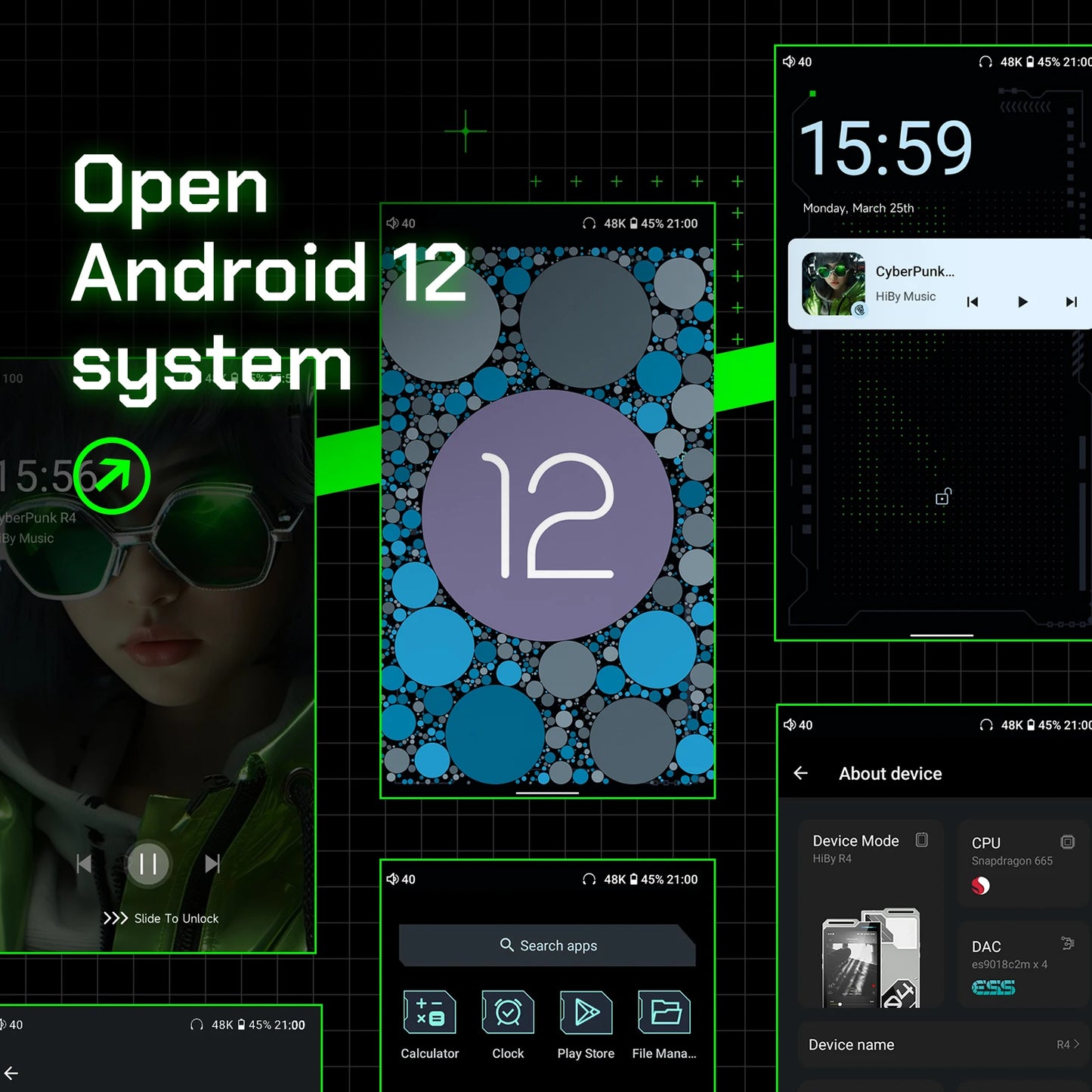 R4 HiFi Music Player – Android 12 MP3 DAC with Bluetooth & WiFi