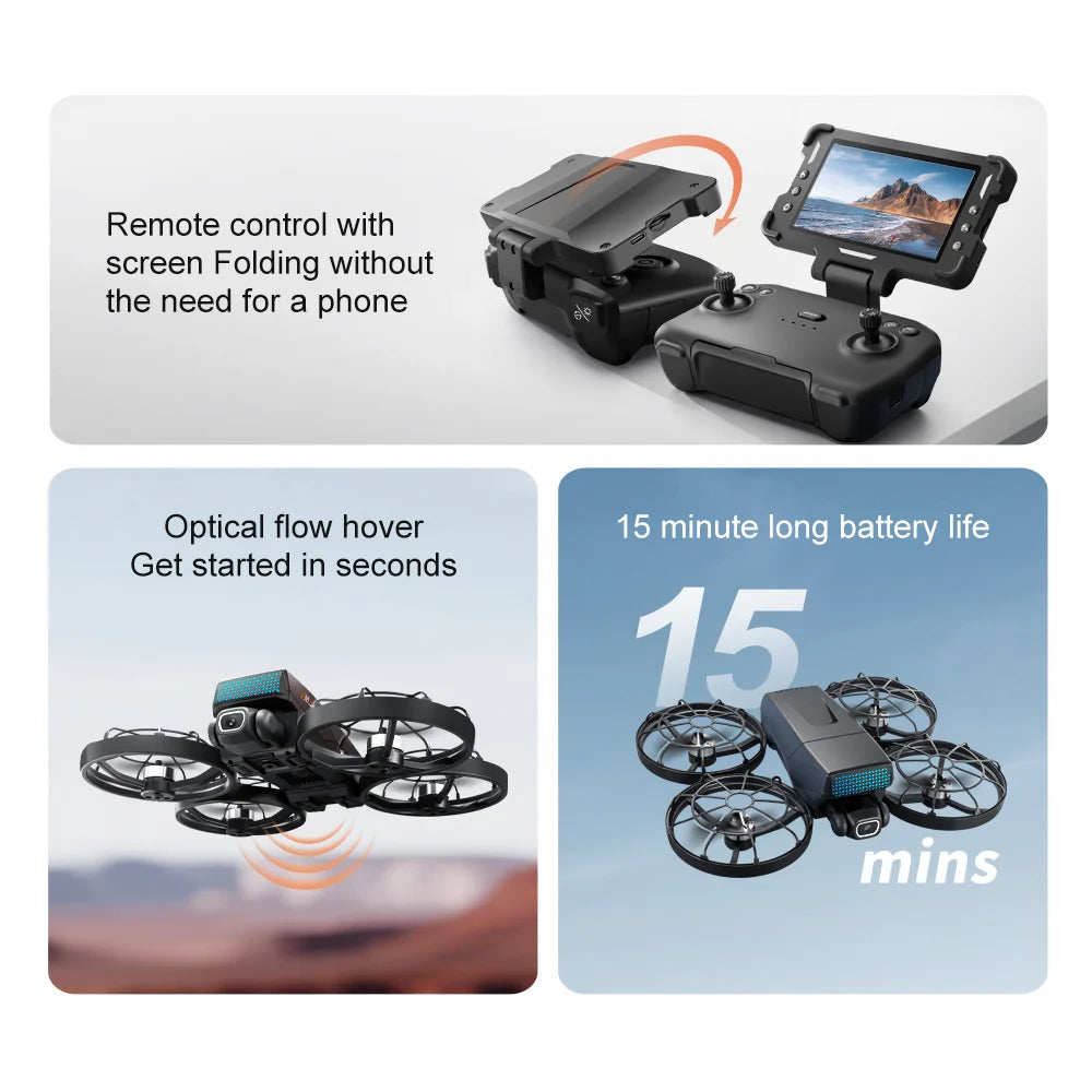 M8 Foldable Brushless Drone – HD Camera with Screen Remote