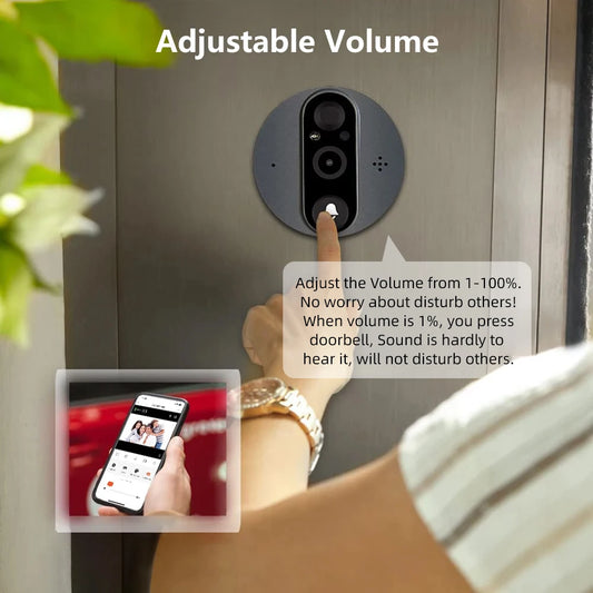 3MP Tuya WiFi Doorbell Camera – Smart Peephole with Motion Detection