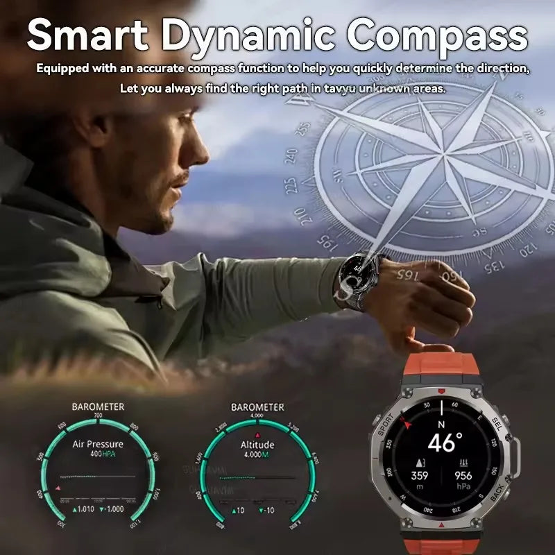 2025 Military Smart Watch – GPS, Compass & Bluetooth Call