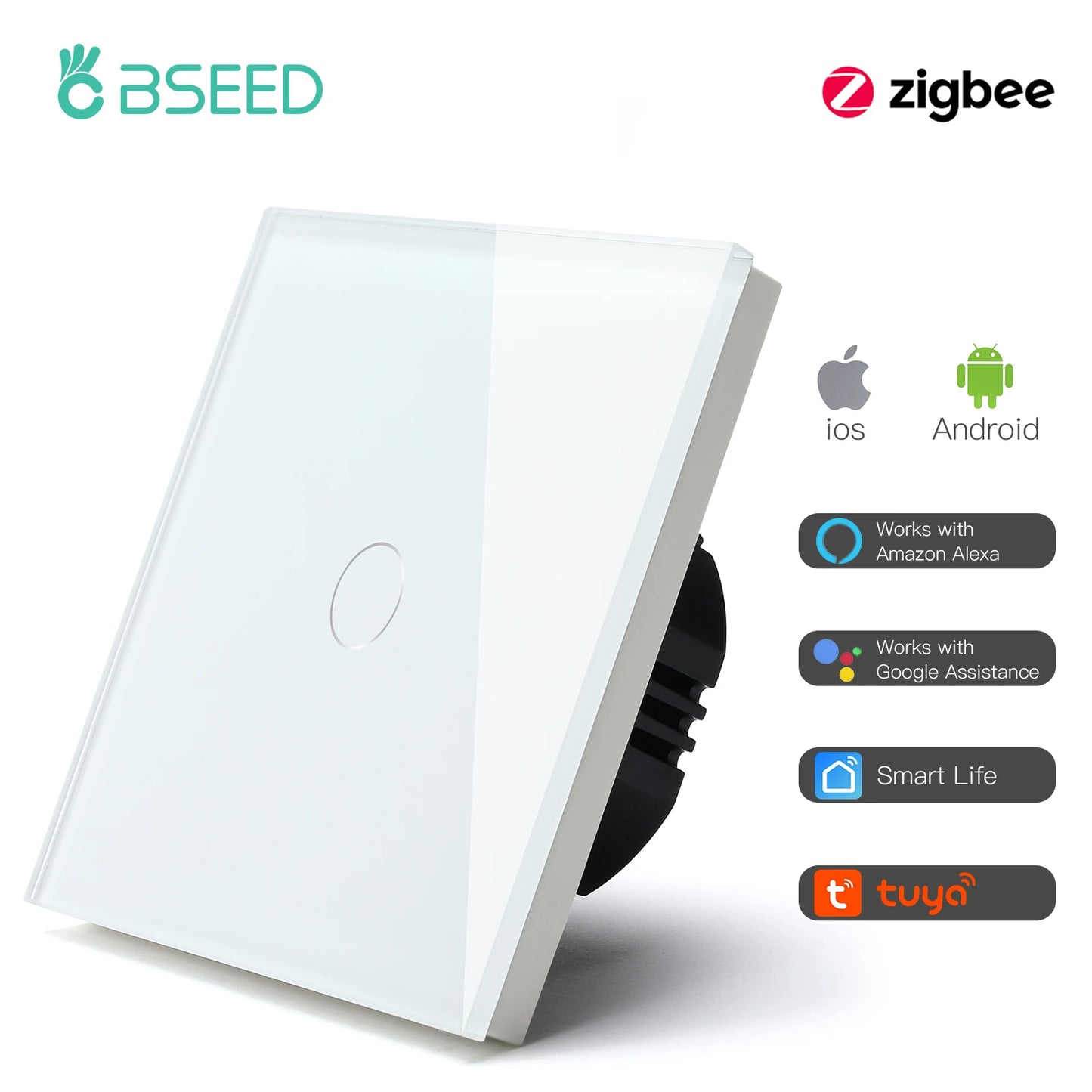 Tuya Zigbee Touch Light Switch – 1/2/3 Gang Smart Wall Switch
