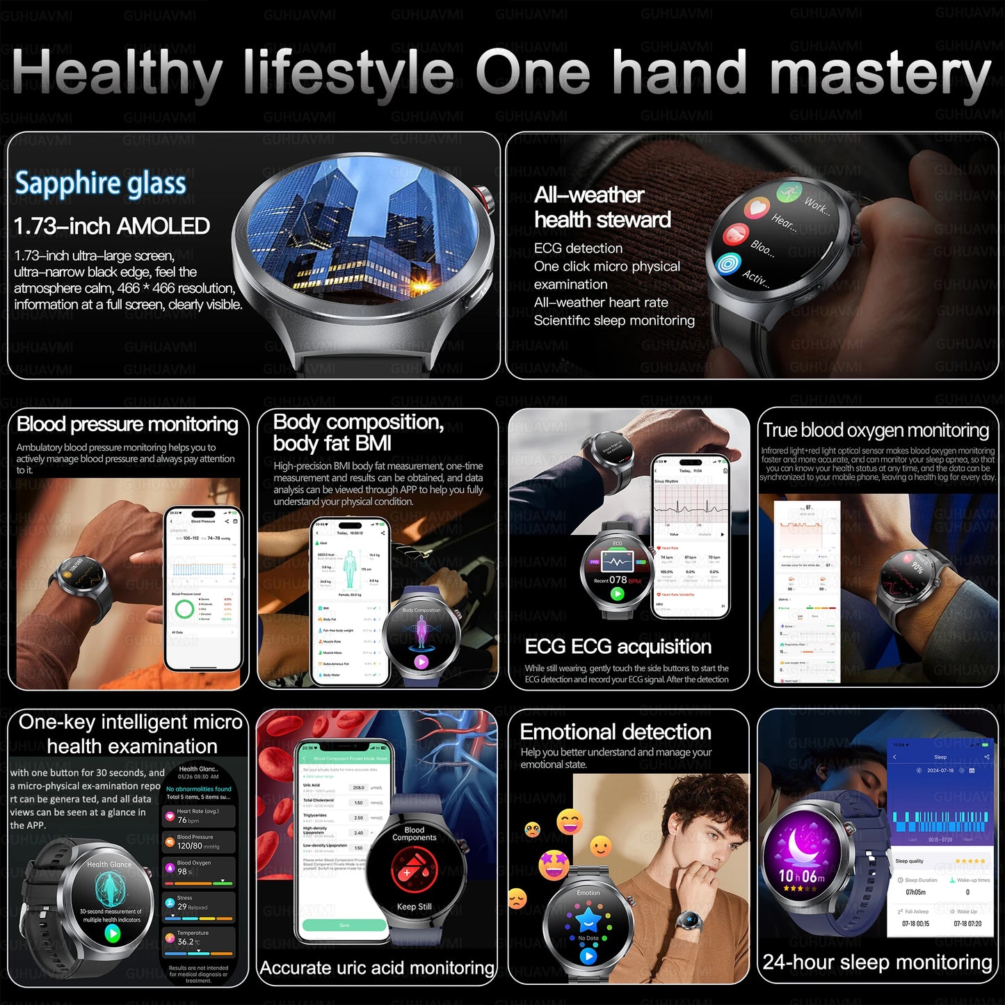 2025 Health Tracker Smart Watch – ECG, PPG & Body Analysis
