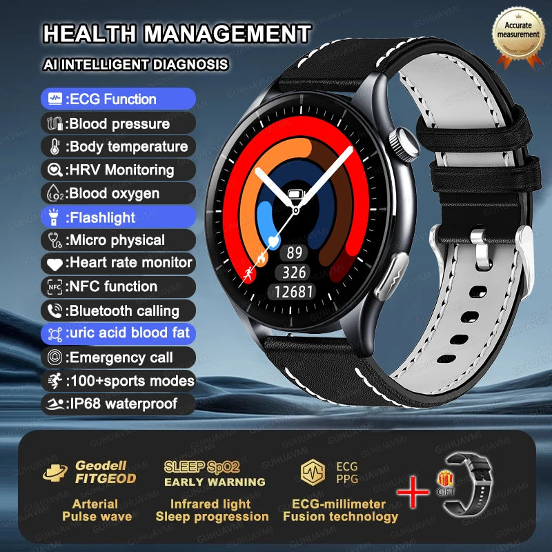 2025 ECG+PPG Health Smart Watch – NFC Fitness Tracker for Men & Women