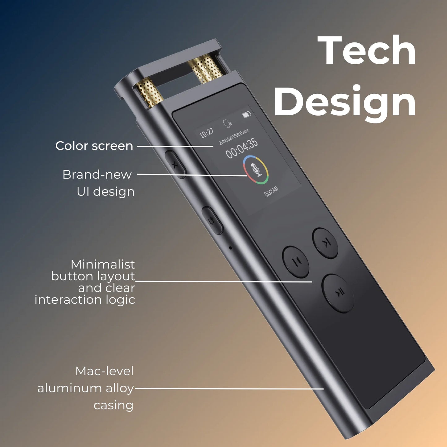 AI Voice Recorder 64GB – Smart Transcription, Translation & Mind Mapping Dictaphone