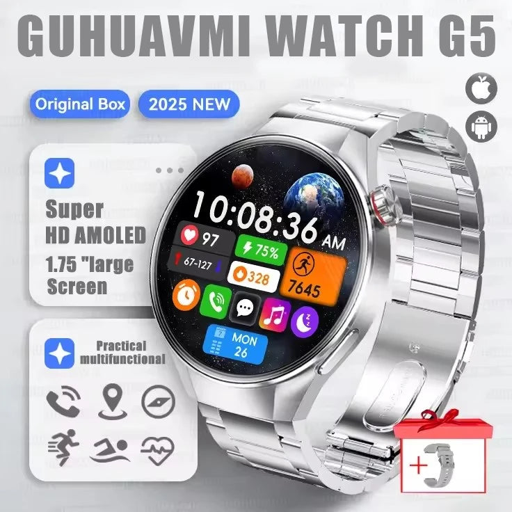 2025 G5 Plus Smart Watch – 1.75" AMOLED GPS Fitness Watch