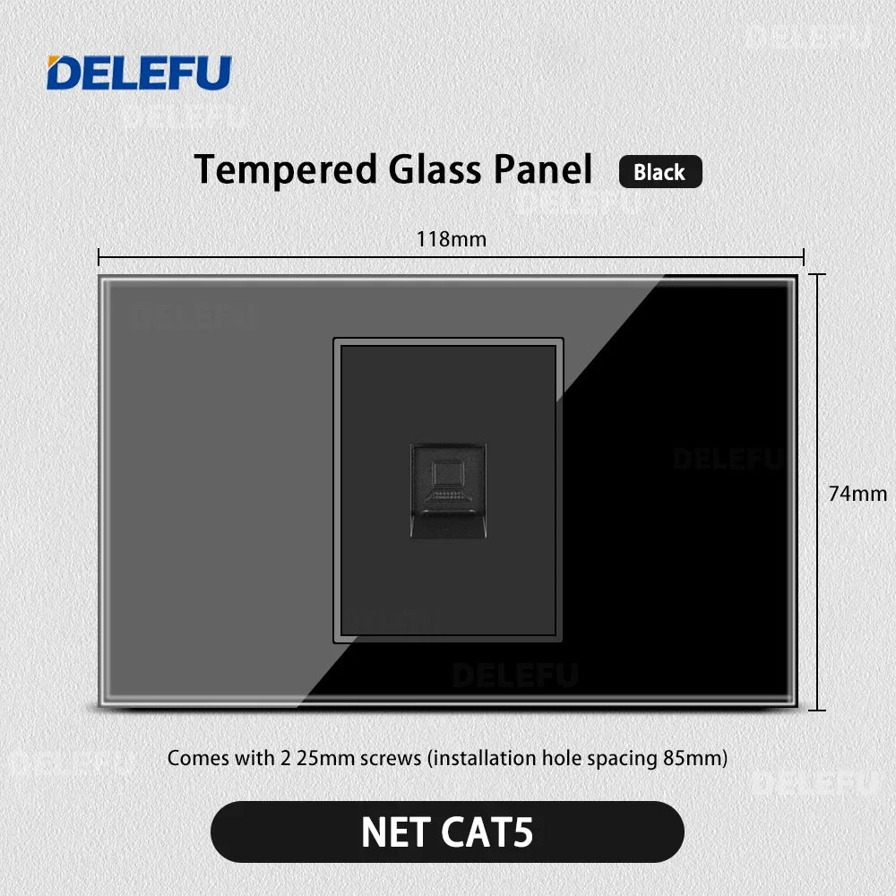 Black Tempered Glass USB-C Wall Socket – Tuya WiFi Smart Switch