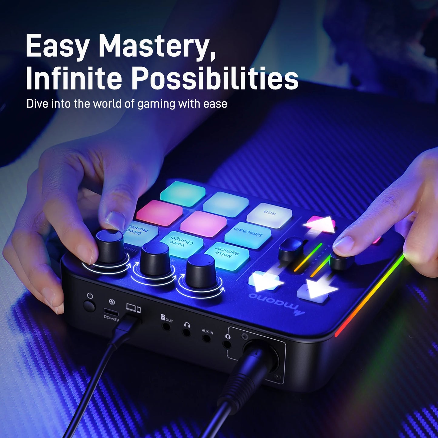 G1 NEO Gaming Audio Mixer – RGB Streaming with XLR Microphone