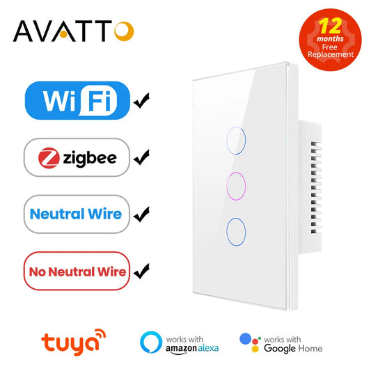 Tuya WiFi/Zigbee Smart Light Switch – Touch Wall Controller