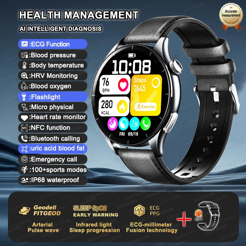 2025 ECG+PPG Health Smart Watch – NFC Fitness Tracker for Men & Women
