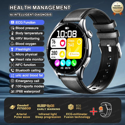 2025 ECG+PPG Health Smart Watch – NFC Fitness Tracker for Men & Women