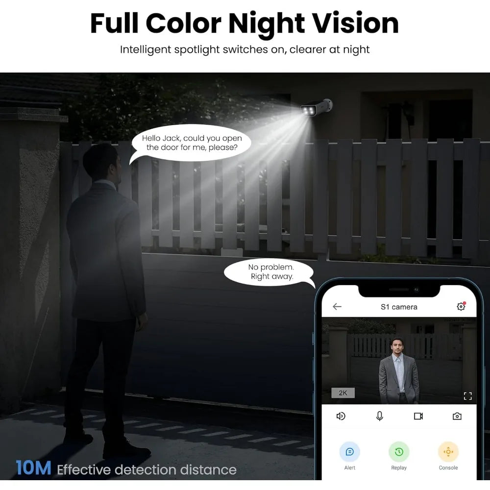 2K Wireless Outdoor Security Camera – AI Motion & Solar Powered