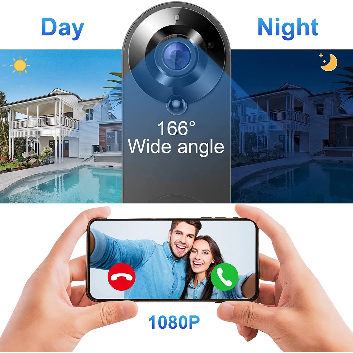 1080P WiFi Video Doorbell – Smart Tuya Home Security Camera